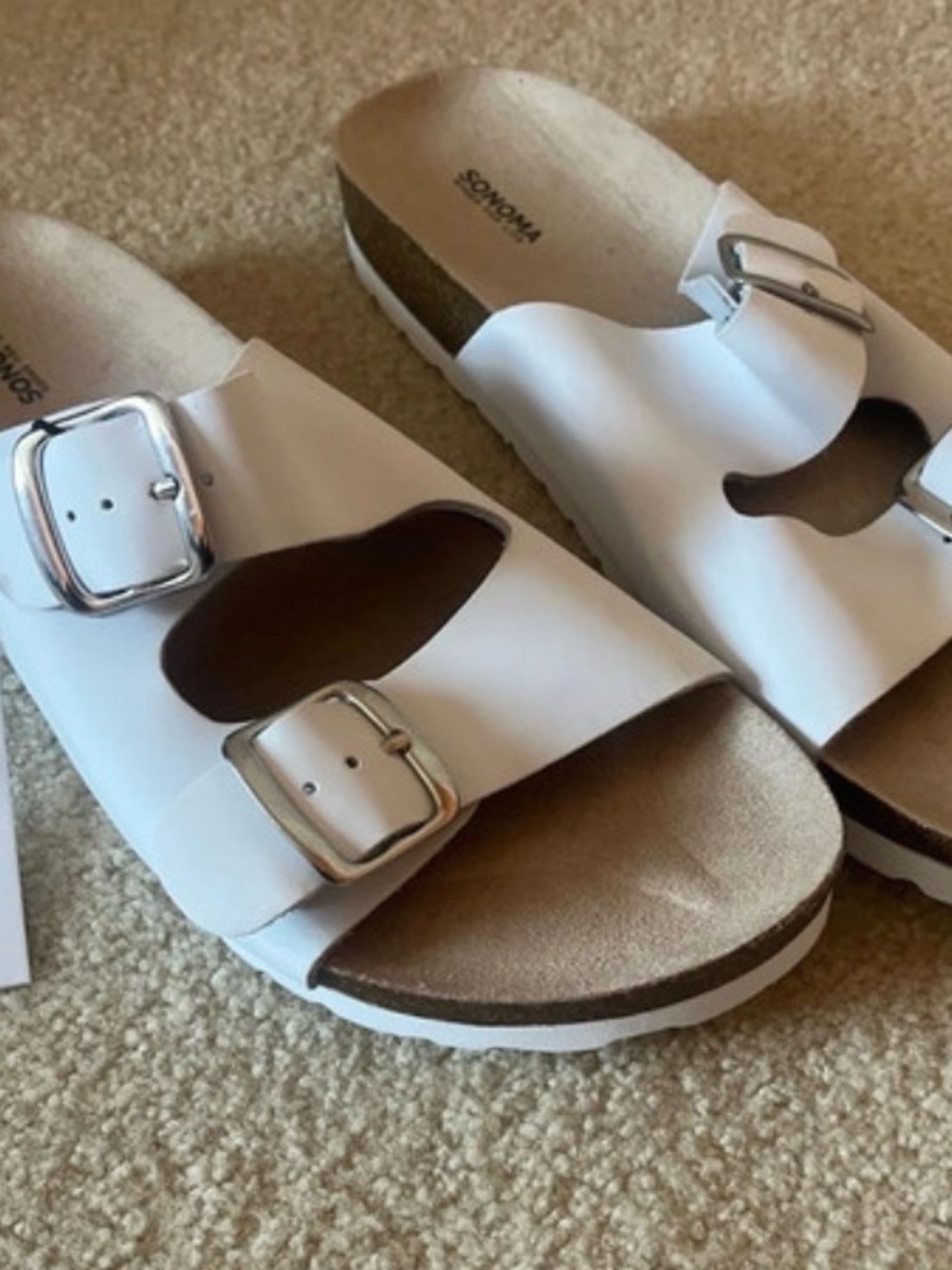 Kohl's White Double-Buckle Slide Sandals